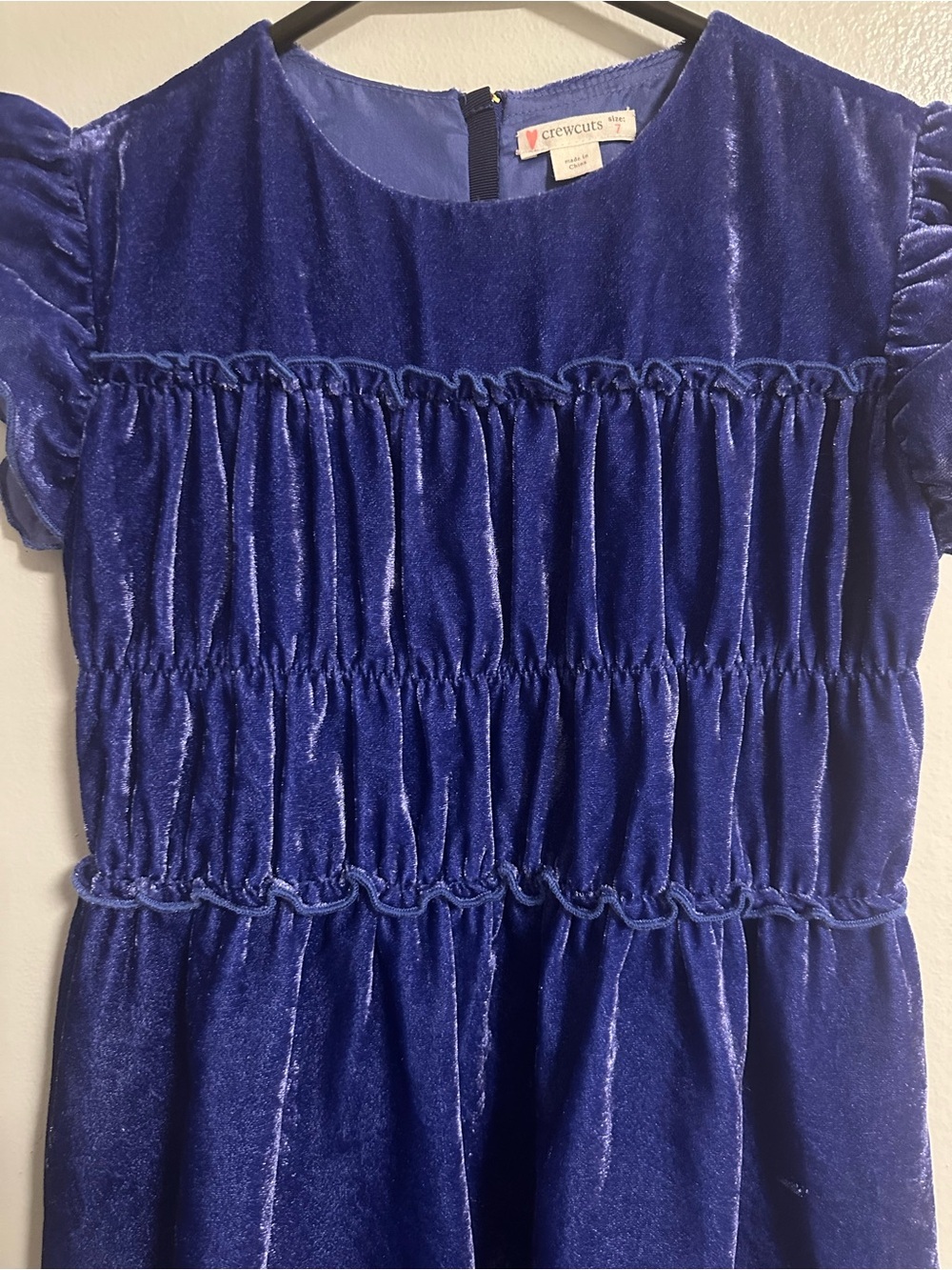 Crewcuts Plush Velvet Dress in Deep Blue Size 7 - Picture 2 of 8
